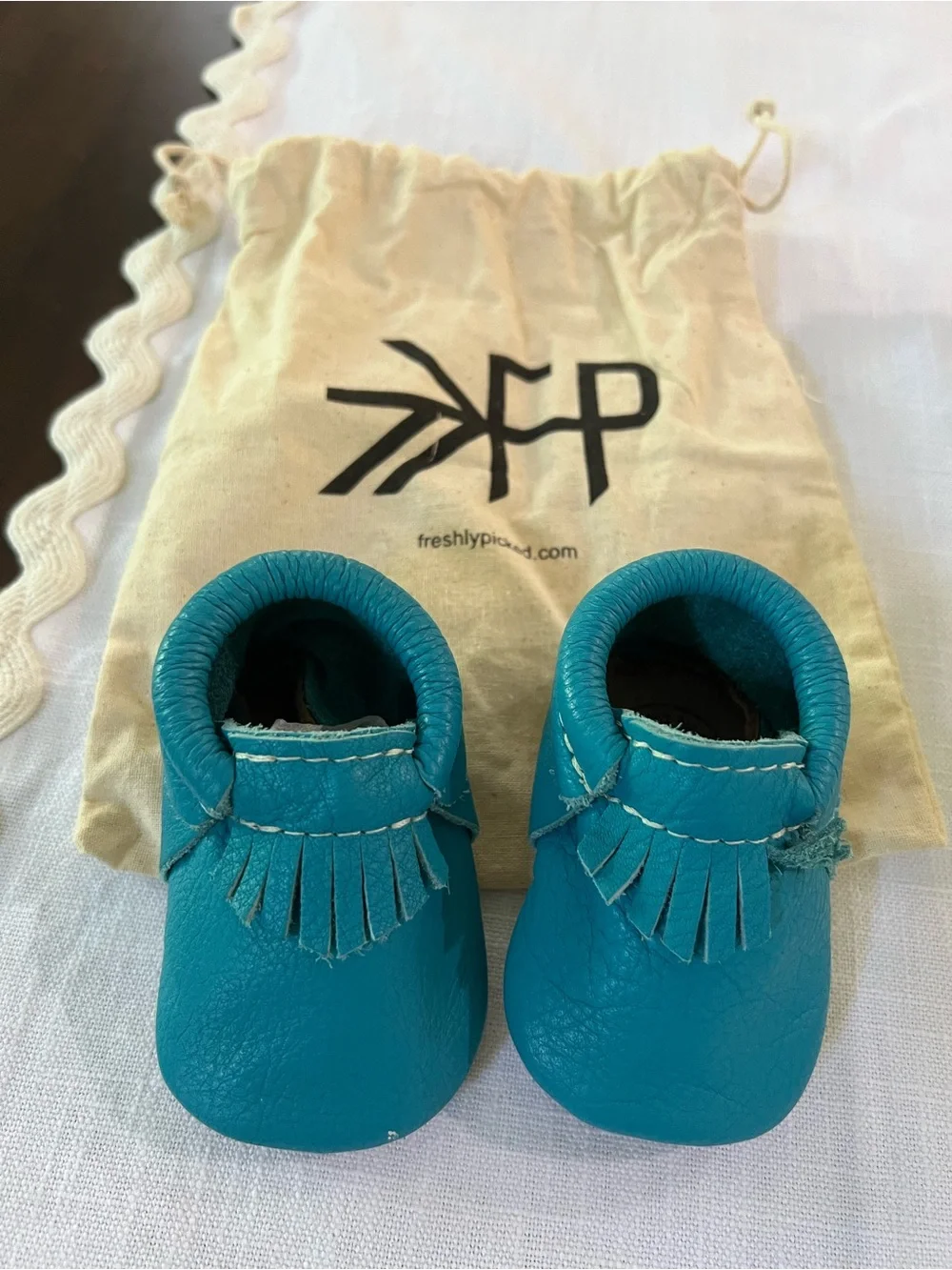 Freshly Picked Teal Leather Baby Moccasins